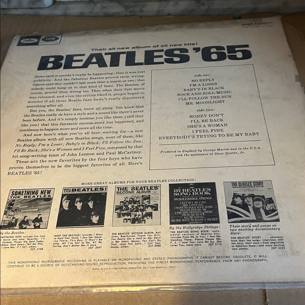 Capitol Records Beatles '65 Vinyl - Picture 2 of 8